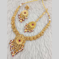 Star India Gold Plated Crystal Stone And Pearl Necklace Set