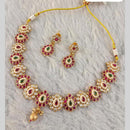 Star India Gold Plated Pota Stone And Pearl Necklace Set