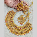 Star India Gold Plated Crystal Stone And Pearl Necklace Set