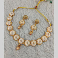 Star India Gold Plated Pota Stone And Pearl Meenakari Necklace Set