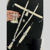 Star India Silver Plated American Diamond And Pearl Combo Set