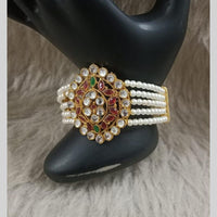 Star India Gold Plated Pota Stone And Pearl Bracelet