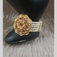 Star India Gold Plated Pota Stone And Pearl Bracelet