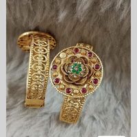Star India Gold Plated Pota Stone And Pearl Openable Bracelet
