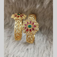 Star India Gold Plated Pota Stone And Pearl Openable Bracelet