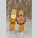 Star India Gold Plated Pota Stone And Pearl Openable Bracelet