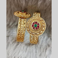 Star India Gold Plated Pota Stone And Pearl Openable Bracelet
