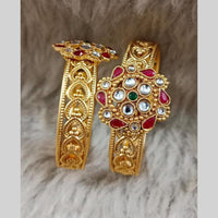 Star India Gold Plated Pota Stone And Pearl Openable Bracelet