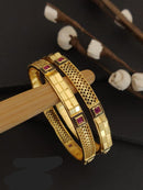 Exotica Collection Gold Plated Pota Stone Bangles Set