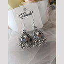 Exotica Collection Oxidised Plated  Mirror Jhumki Earrings
