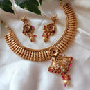 Exotica Collection Gold Plated Pota And Crystal Stone Necklace Set