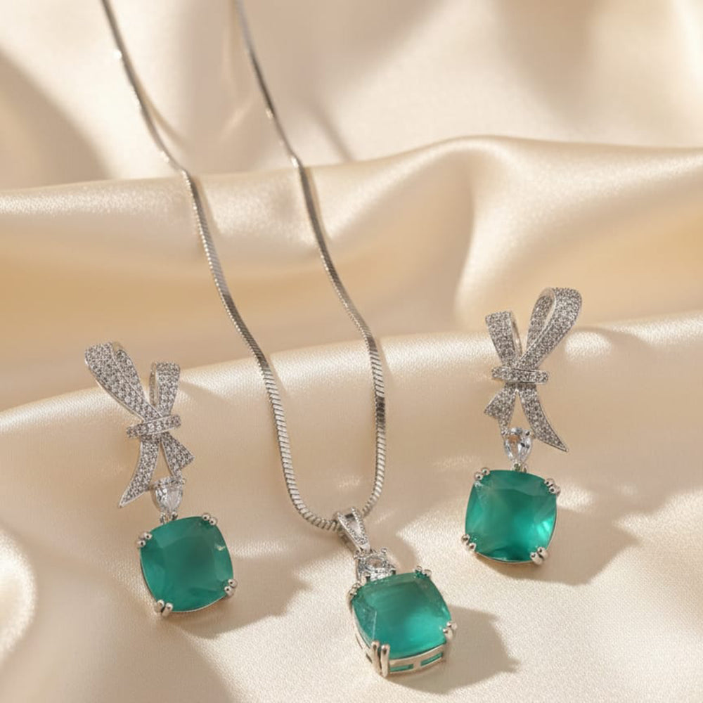 Exotica Collection Lightweight Sparkling Crystal Stone Chain Pendant Set