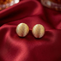 Exotica Collection Designer Textured Gold Tone Round Stud Earrings