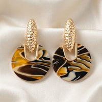 Exotica Collection Gold Toned Green Resin Geometric Dangler Earrings