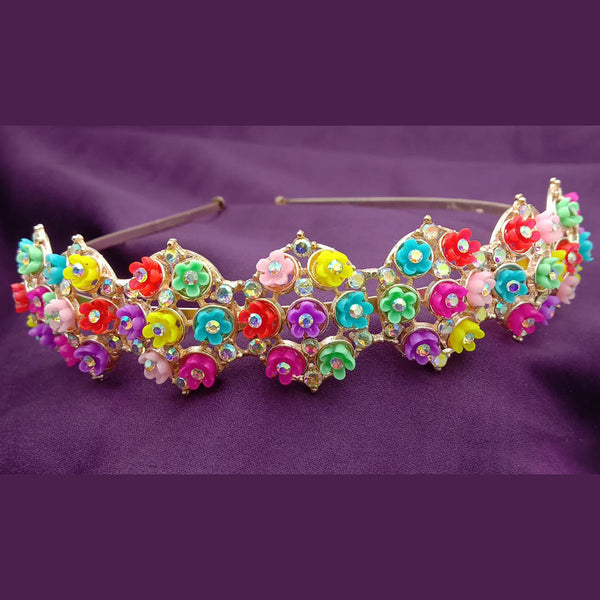 SP Jewellery Gold Plated Multi Color Flower Hair Band