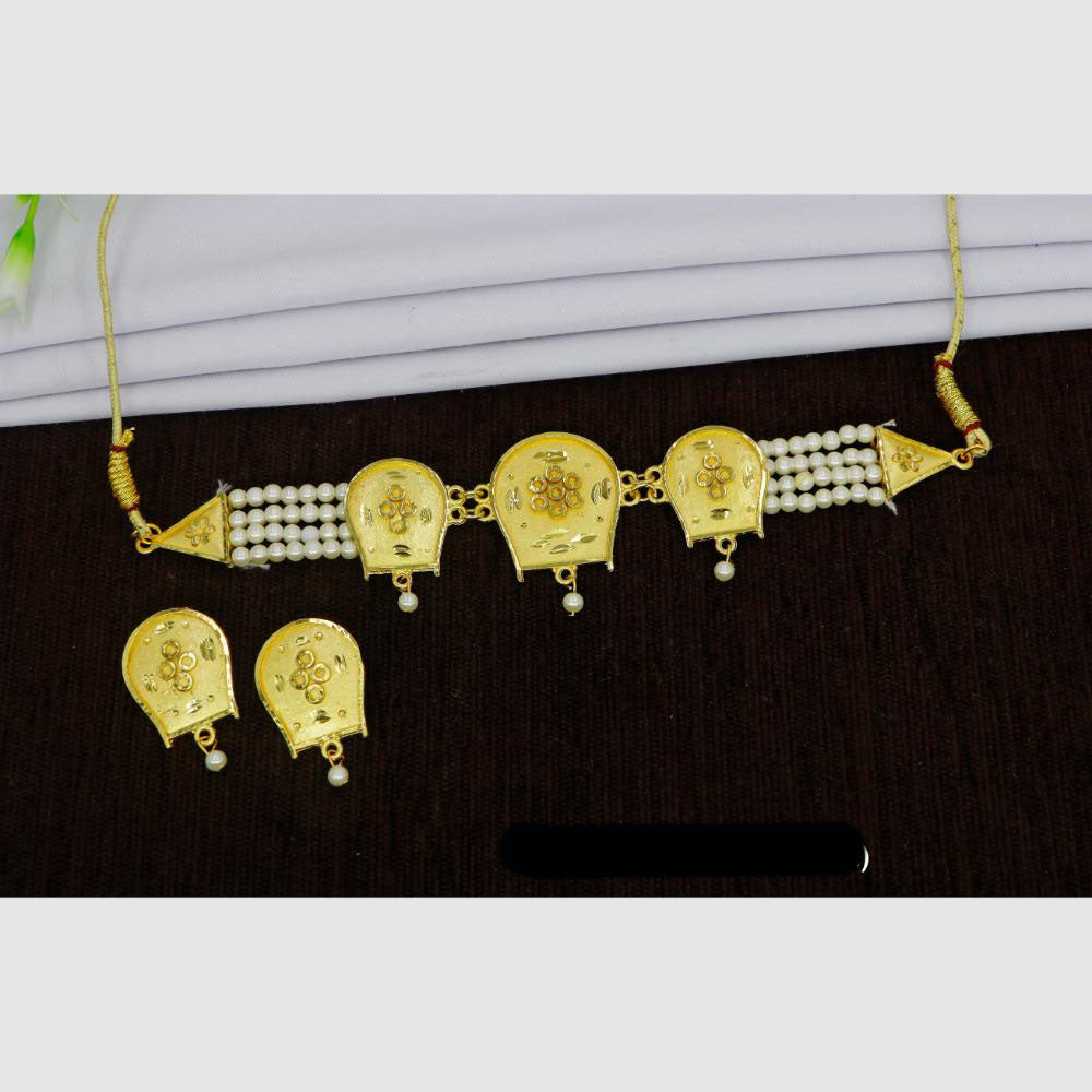 Mahavir Traditional Gold Forming Look Pearl Choker Necklace Set (Pack of 6)