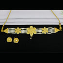 Mahavir Traditional Gold Forming Look Pearl Choker Necklace Set