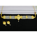 Mahavir Gold Plated Pearl Choker Necklace Set