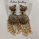 Wearhouse Fashion Gold Plated Crystal Stone And Pearls Dangler Earrings
