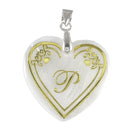 Urthn Alphabet P" Heart Shaped Shell Pendant