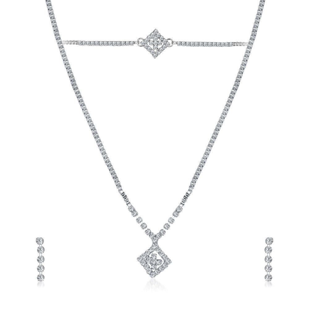 Urthn Silver Plated Necklace Set With Bracelet (Pack Of 6)