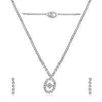 Urthn Silver Plated Necklace Set With Bracelet (Pack Of 6)