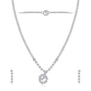 Urthn Austrian Stone Silver Plated Necklace Set With Bracelet (Pack Of 6)
