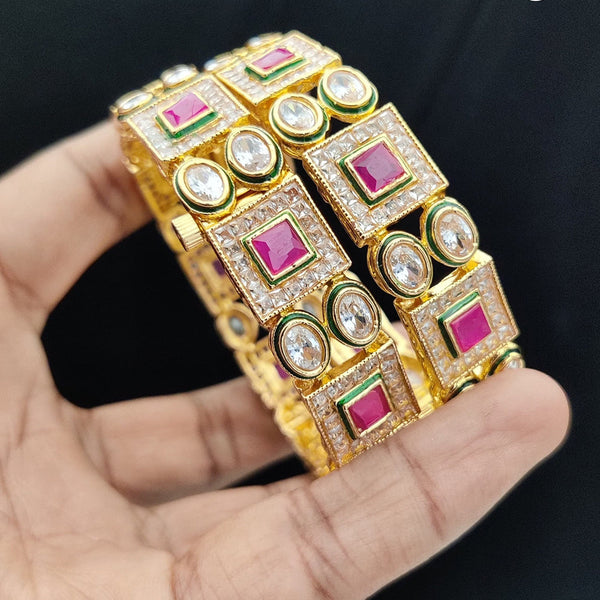 Jewel Addiction Gold Plated Kundan Openable Bangles Set