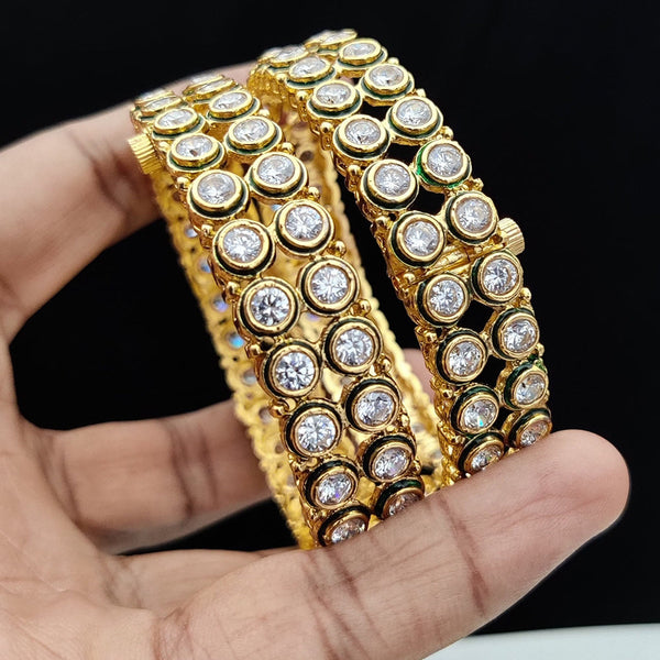 Jewel Addiction Gold Plated Kundan Openable Bangles Set