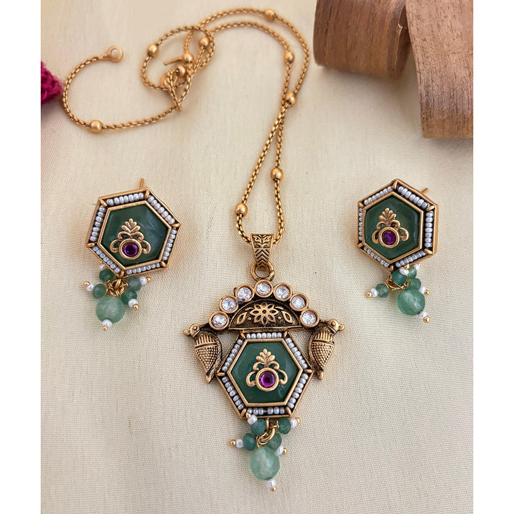 Jewel Addiction Pota Stone And Pearl Designer Pendant Set