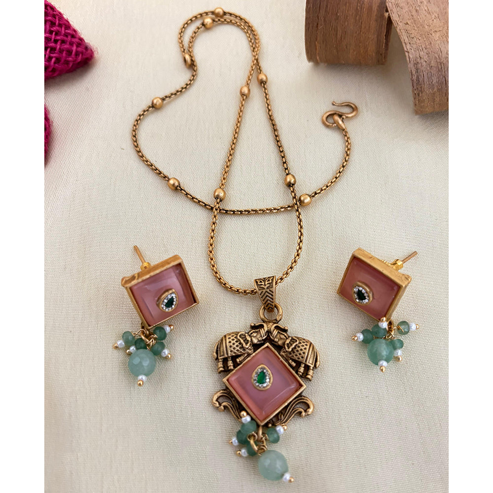 Jewel Addiction Pota Stone And Pearl Designer Pendant Set