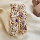 Jewel Addiction Classic Pota Stone And Meenakari Openable Bangles Set