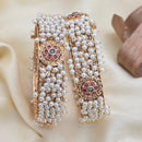 Jewel Addiction Classic Pota Stone And Pearl Openable Bangles Set