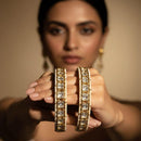 Jewel Addiction Luxury Look Polki Kundan Pearl Openable Bangles Set