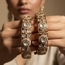 Jewel Addiction Luxury Look Polki Kundan Stone Openable Bangles Set