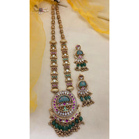 Jewel Addiction Designer Pota Stone And Pearl Long Necklace Set