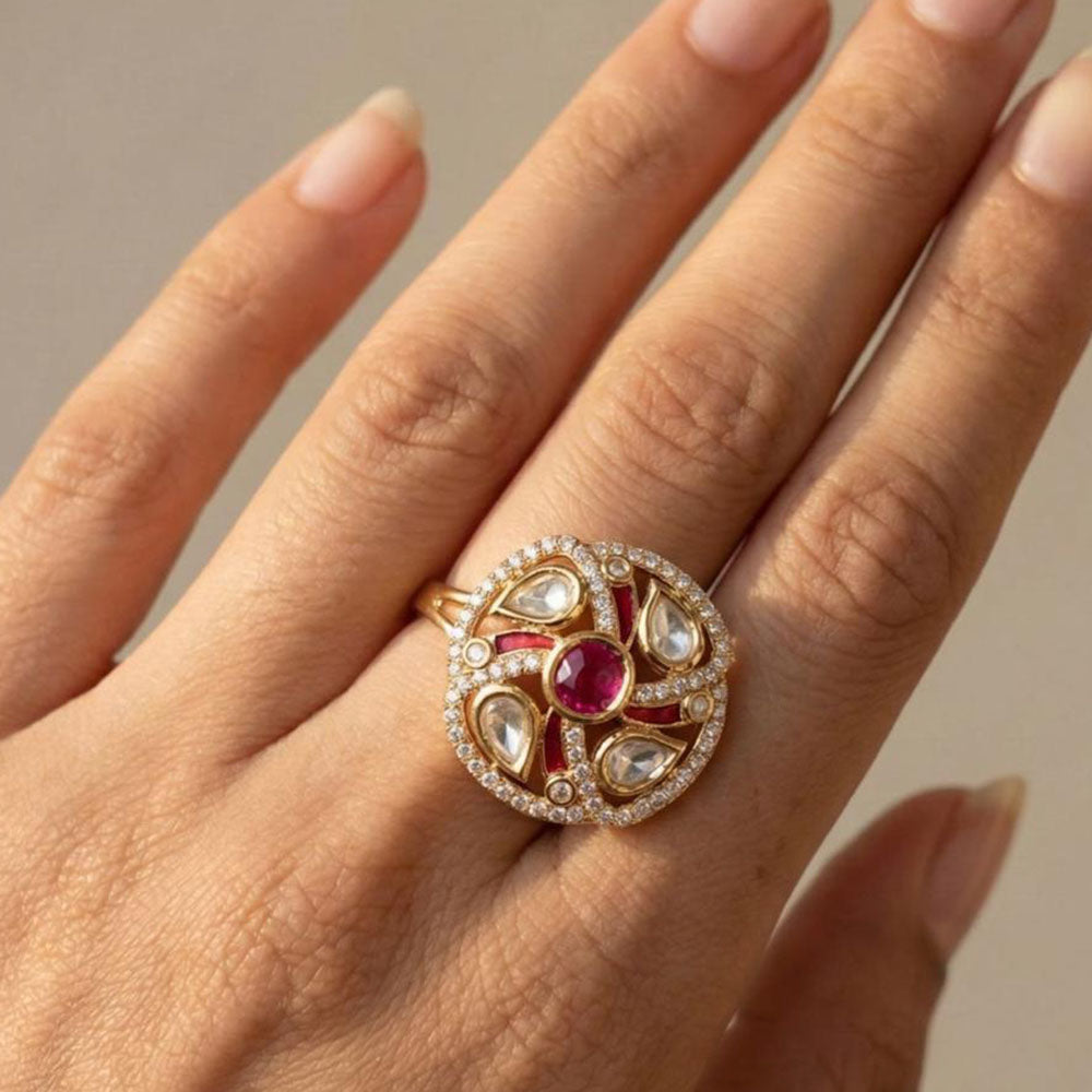 Jewel Addiction Pota Stone And Austrian Designer Finger Ring