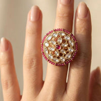 Jewel Addiction Pota Stone And Pearl Designer Finger Ring