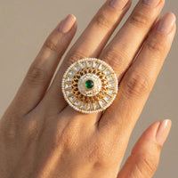 Jewel Addiction Pota Stone Meenakari And Pearl Designer Finger Ring