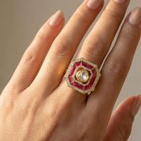 Jewel Addiction Pota Stone And Austrian Designer Finger Ring
