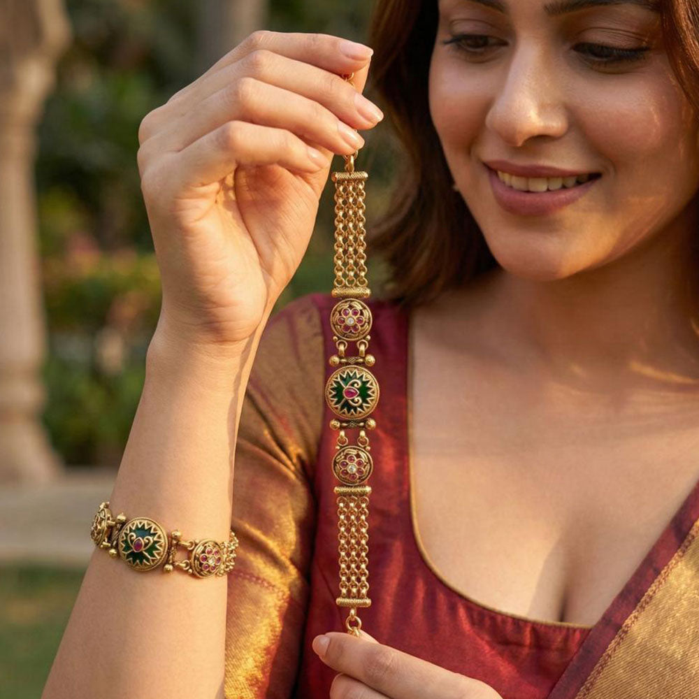 Jewel Addiction Heritage Style Pota Stone Adjustable Bracelet