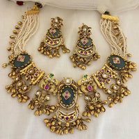Jewel Addiction Designer Pota Stone And Pearl Necklace Set