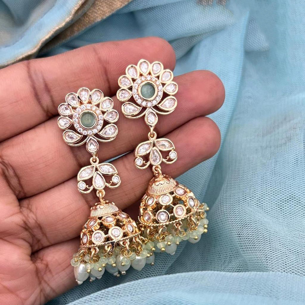 Jewel Addiction Polki Kundan Stone And Beads Designer Jhumki Earrings