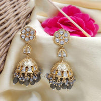 Jewel Addiction Polki Kundan Stone And Beads Designer Jhumki Earrings