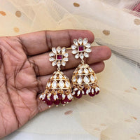 Jewel Addiction Polki Kundan Stone And Beads Designer Jhumki Earrings