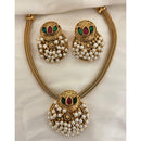 Jewel Addiction Ethnic Pota Stone And Pearl Necklace Set