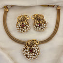 Jewel Addiction Ethnic Elegance Elephant Motif Pota Stone And Pearl Necklace Set