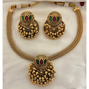 Jewel Addiction Ethnic Pota Stone And Pearl Necklace Set 
