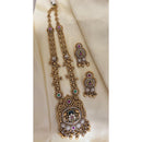 Jewel Addiction Ethnic Pota Stone And Pearl Long Necklace Set 