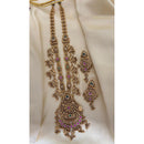 Jewel Addiction Ethnic Pota Stone And Pearl Long Necklace Set 